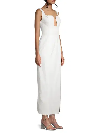 Misha Women's Franka Bonded Crêpe Notch Midi-Dress - Ivory - Size XS | Thumbnail 4 Misha Women's Franka Bonded Crêpe Notch Midi-Dress - Ivory - Size XS | Thumbnail 4