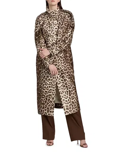 Zimmermann Women's In Illustration Leopard-Print Twill Trench Coat - Chocolate | Thumbnail 2