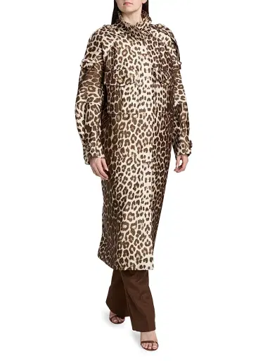 Zimmermann Women's In Illustration Leopard-Print Twill Trench Coat - Chocolate | Thumbnail 3