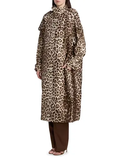Zimmermann Women's In Illustration Leopard-Print Twill Trench Coat - Chocolate | Thumbnail 4