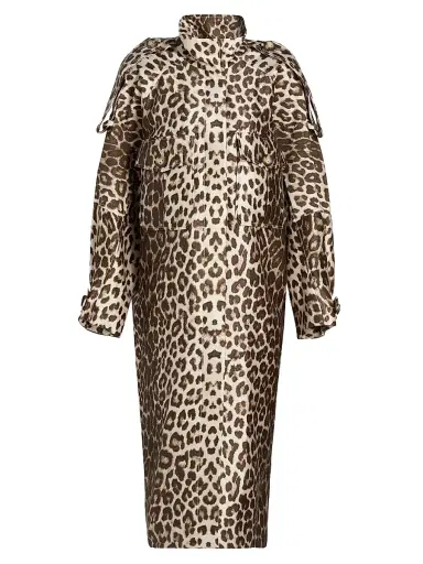 Zimmermann Women's In Illustration Leopard-Print Twill Trench Coat - Chocolate | Thumbnail 1