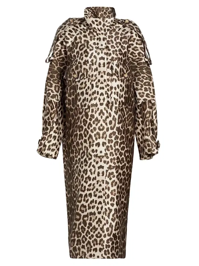 Zimmermann Women's In Illustration Leopard-Print Twill Trench Coat - Chocolate