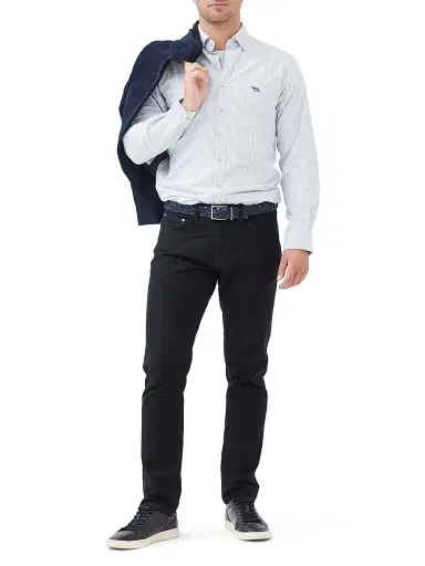 Rodd & Gunn Men's Gunn Striped Cotton Slim-Fit Oxford Shirt - Royal - Size Small | Thumbnail 2