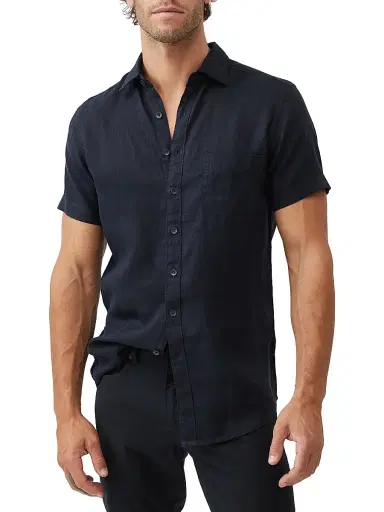 Rodd & Gunn Men's Palm Heights Linen Short-Sleeve Shirt - Midnight | Thumbnail 3