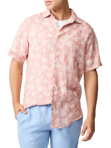 Rodd & Gunn Men's Belleknowes Linen Shirt - Flamingo - Size XXL | Thumbnail 3