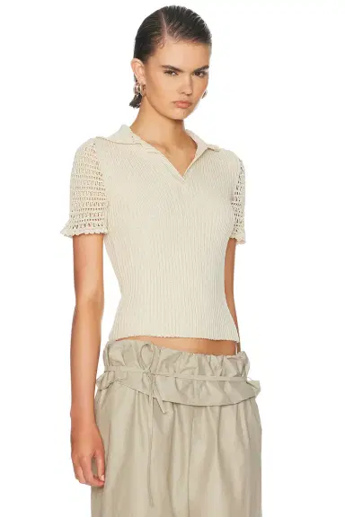 Magda Butrym Short Sleeve Polo Top | Thumbnail 2