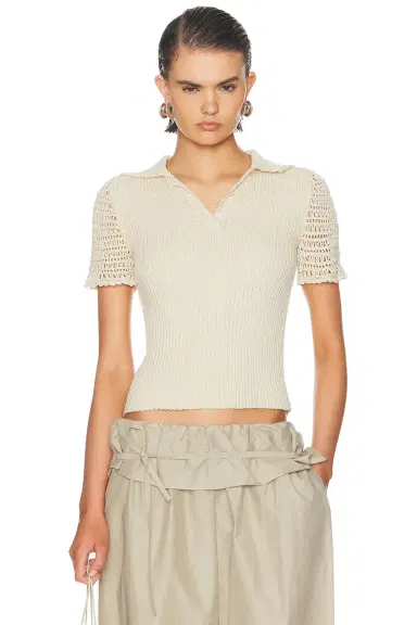 Magda Butrym Short Sleeve Polo Top | Thumbnail 1