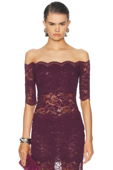 Rabanne Off Shoulder Lace Top | Thumbnail 1 Rabanne Off Shoulder Lace Top | Thumbnail 1