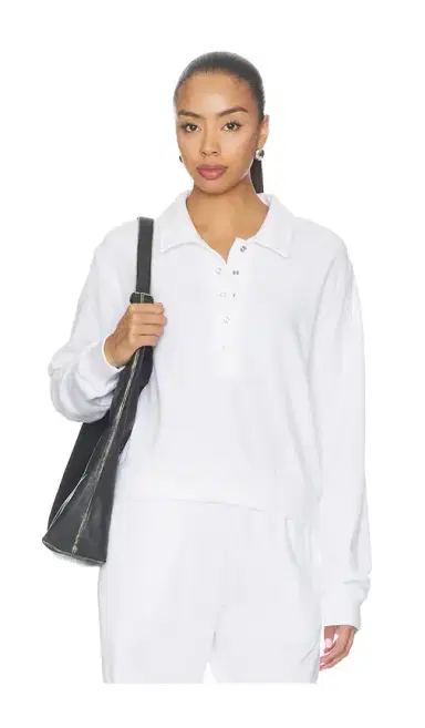 Michael Lauren Kyson Drop Shoulder Crop Polo | Thumbnail 1 Michael Lauren Kyson Drop Shoulder Crop Polo | Thumbnail 1