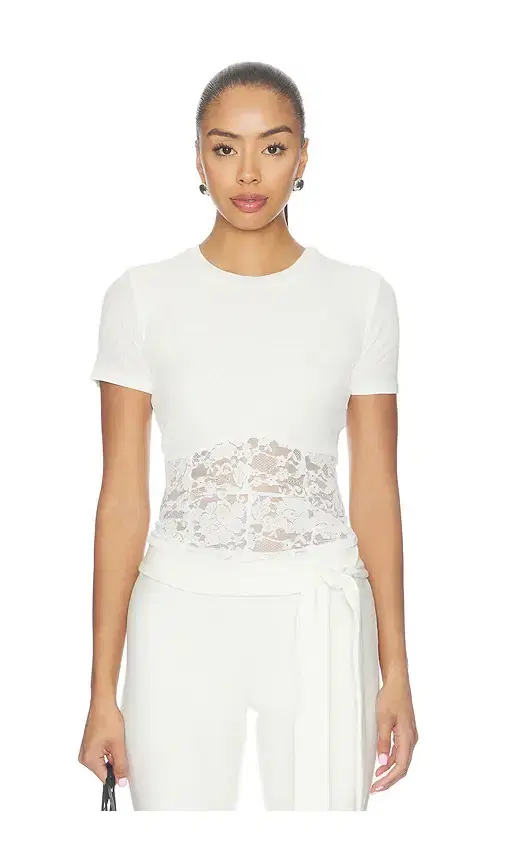 Michael Lauren Ember Rib Lace Shortsleeve Tee