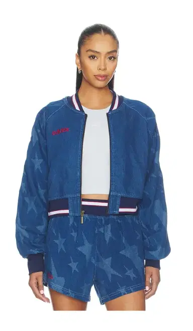 adidas Originals Superstar Denim Graphic Varsity Bomber Jacket | Thumbnail 2