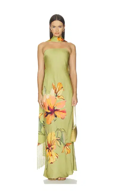 ROCOCO SAND Strapless Maxi Dress With Fringe Sash | Thumbnail 1 ROCOCO SAND Strapless Maxi Dress With Fringe Sash | Thumbnail 1