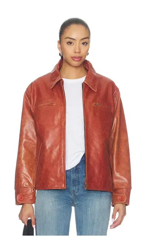 Found Marlboro Sun Faded Leather Racer Jacket