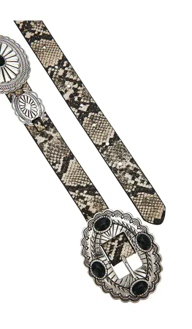8 Other Reasons Snakeskin Belt With Ornate Silver Conchos And Black Stone Buckle | Thumbnail 3 8 Other Reasons Snakeskin Belt With Ornate Silver Conchos And Black Stone Buckle | Thumbnail 3