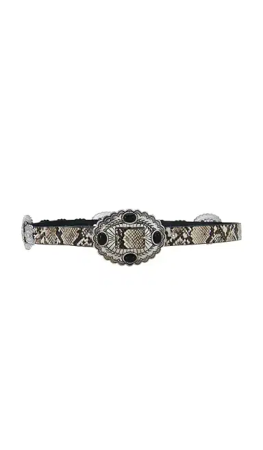 8 Other Reasons Snakeskin Belt With Ornate Silver Conchos And Black Stone Buckle | Thumbnail 1 8 Other Reasons Snakeskin Belt With Ornate Silver Conchos And Black Stone Buckle | Thumbnail 1