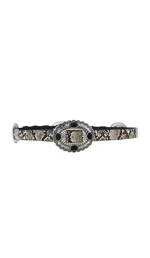 8 Other Reasons Snakeskin Belt With Ornate Silver Conchos And Black Stone Buckle