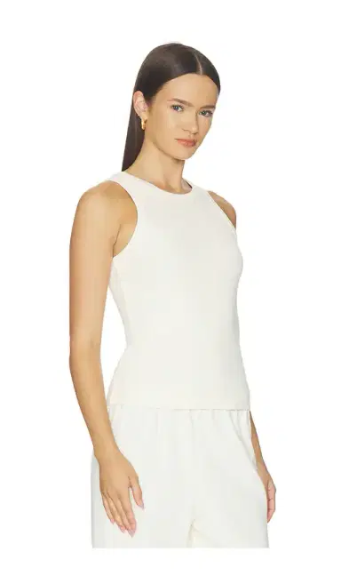 perfectwhitetee Daphne Structured Rib High Neck Tank | Thumbnail 2