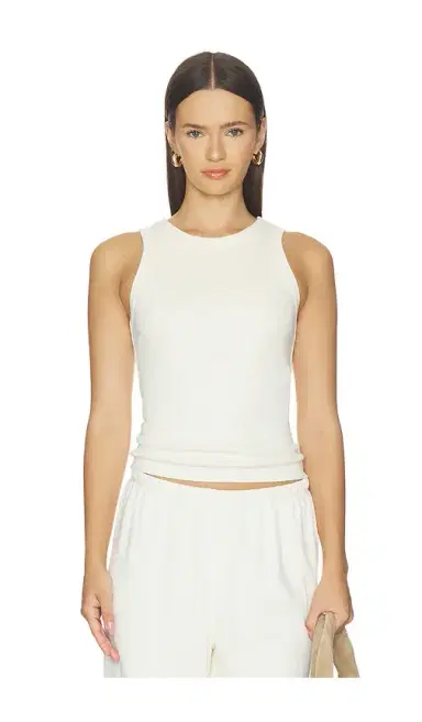 perfectwhitetee Daphne Structured Rib High Neck Tank | Thumbnail 1