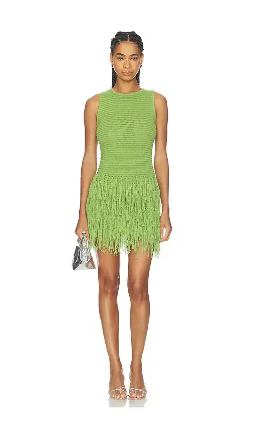 MORE TO COME Lita Fringe Knit Mini Dress