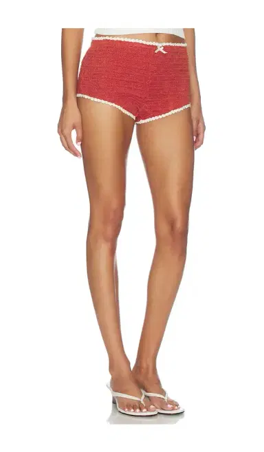 For Love & Lemons Crochet Rugby Micro Shorts | Thumbnail 2