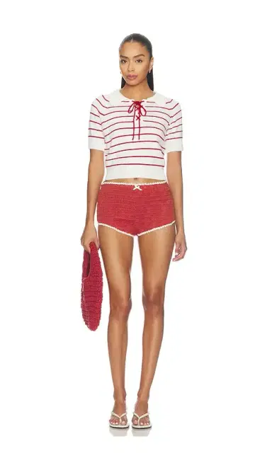 For Love & Lemons Crochet Rugby Micro Shorts | Thumbnail 5
