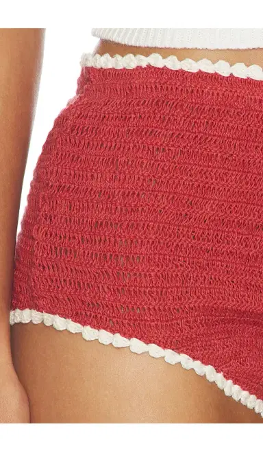 For Love & Lemons Crochet Rugby Micro Shorts | Thumbnail 6