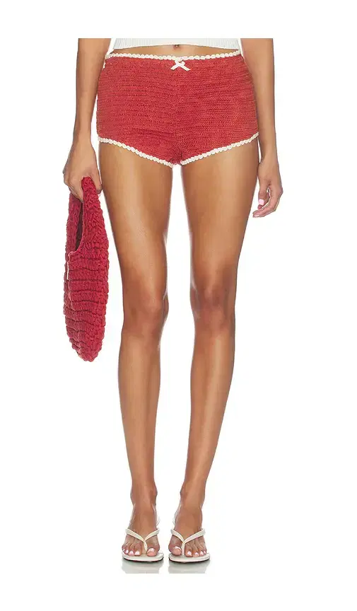 For Love & Lemons Crochet Rugby Micro Shorts