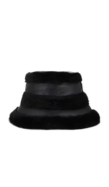 JOCELYN Faux Mink & Leather Bucket Hat | Thumbnail 2