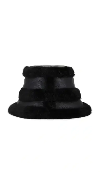 JOCELYN Faux Mink & Leather Bucket Hat | Thumbnail 4