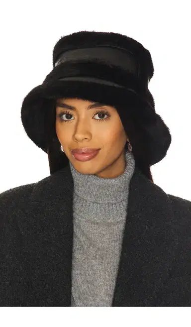 JOCELYN Faux Mink & Leather Bucket Hat | Thumbnail 1