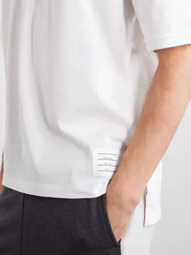 Thom Browne Logo-Appliquéd Striped Cotton-Jersey T-Shirt - Men | Thumbnail 5 Thom Browne Logo-Appliquéd Striped Cotton-Jersey T-Shirt - Men | Thumbnail 5
