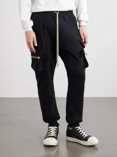 Rick Owens Mastodon Tapered Wool and Cotton-Blend Jersey Sweatpants - Men | Thumbnail 3