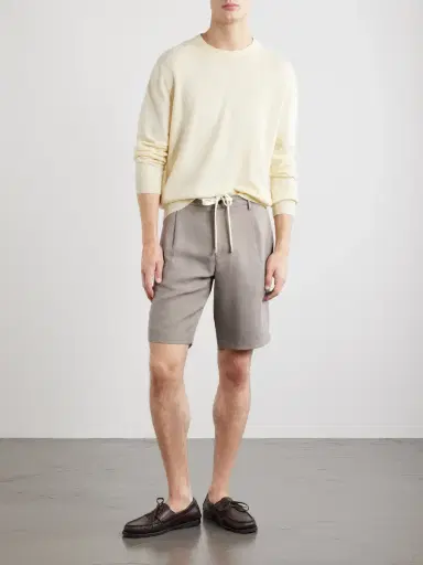 ELEVENTY Wide-Leg Lyocell and Linen-Blend Twill Shorts - Men | Thumbnail 2