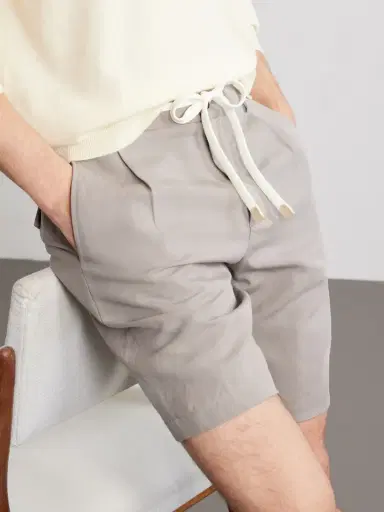 ELEVENTY Wide-Leg Lyocell and Linen-Blend Twill Shorts - Men | Thumbnail 5