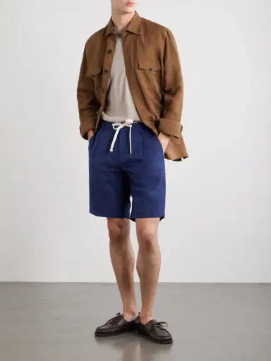 ELEVENTY Wide-Leg Lyocell and Linen-Blend Twill Shorts - Men | Thumbnail 2