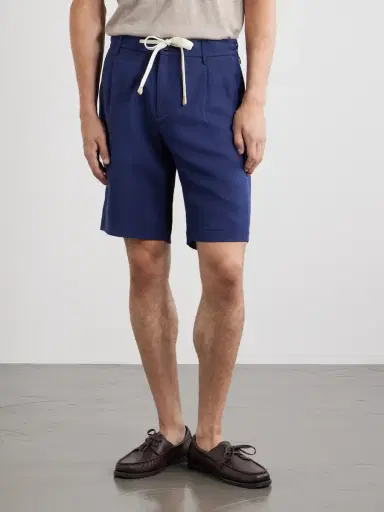 ELEVENTY Wide-Leg Lyocell and Linen-Blend Twill Shorts - Men | Thumbnail 3