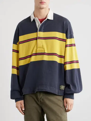 KAPITAL BIG Striped Cotton-Jersey Polo Shirt - Men | Thumbnail 3