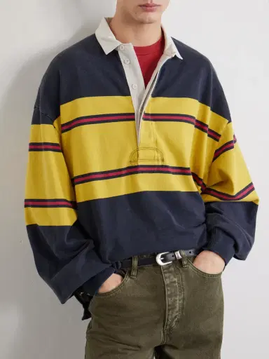 KAPITAL BIG Striped Cotton-Jersey Polo Shirt - Men | Thumbnail 5