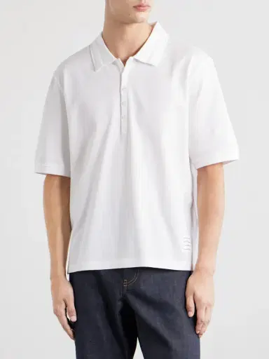 Thom Browne Striped Logo-Appliqué Cotton-Jersey Polo Shirt - Men | Thumbnail 3