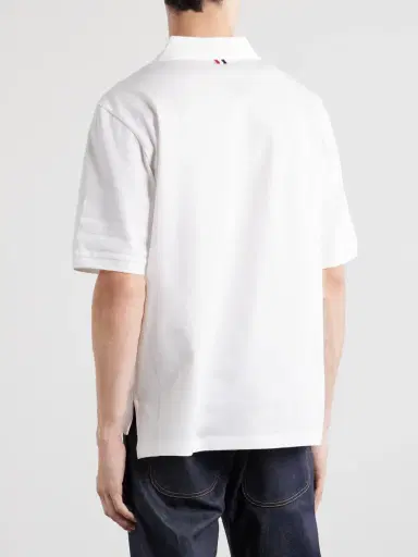 Thom Browne Striped Logo-Appliqué Cotton-Jersey Polo Shirt - Men | Thumbnail 4