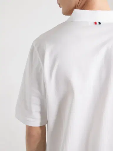 Thom Browne Striped Logo-Appliqué Cotton-Jersey Polo Shirt - Men | Thumbnail 5