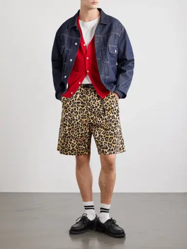 KAPITAL Wide-Leg Belted Leopard-Print Cotton-Twill Shorts - Men | Thumbnail 2