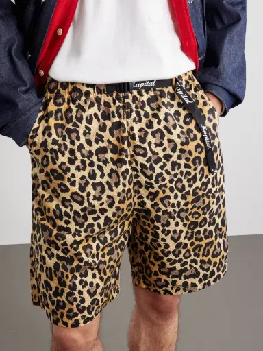 KAPITAL Wide-Leg Belted Leopard-Print Cotton-Twill Shorts - Men | Thumbnail 5
