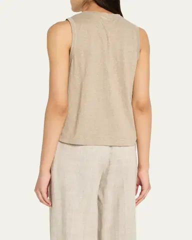 Majestic Filatures Crewneck Stretch Linen Tank | Thumbnail 3