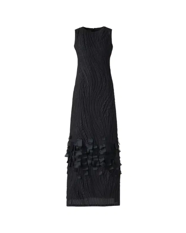 Akris Waves And Ribbons Jacquard A-line Slit Gown