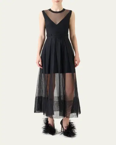 Akris Techno Tulle Fit-&-Flare Gown | Thumbnail 2 Akris Techno Tulle Fit-&-Flare Gown | Thumbnail 2