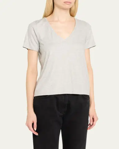MAJESTIC FILATURES Soft Touch V-Neck Shimmer Jersey T-Shirt | Thumbnail 4 MAJESTIC FILATURES Soft Touch V-Neck Shimmer Jersey T-Shirt | Thumbnail 4