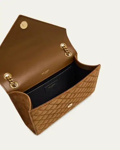 Saint Laurent Envelope Triquilt Medium YSL Shoulder Bag in Suede | Thumbnail 3 Saint Laurent Envelope Triquilt Medium YSL Shoulder Bag in Suede | Thumbnail 3