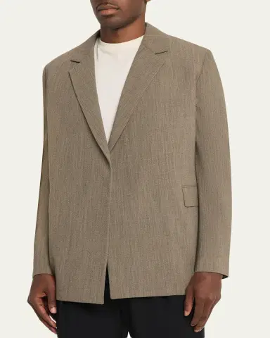The Row Men's Devlin Wool Concealed-Front Blazer | Thumbnail 4 The Row Men's Devlin Wool Concealed-Front Blazer | Thumbnail 4