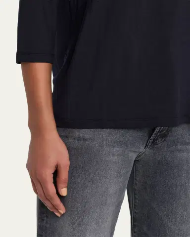 MAJESTIC FILATURES Soft Touch 3/4-Sleeve Pleat Back Crewneck Tee | Thumbnail 5